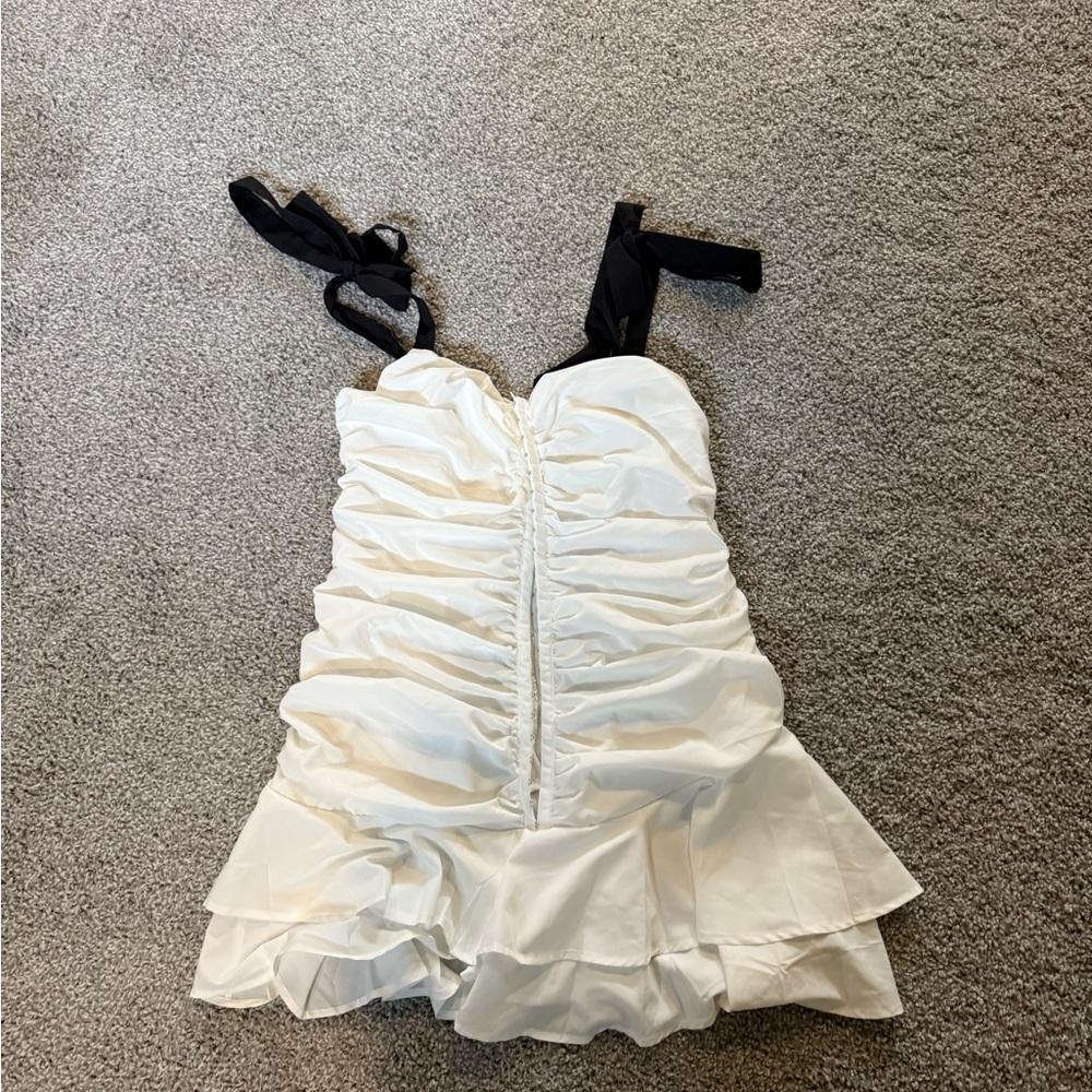 White Dress with Black Straps